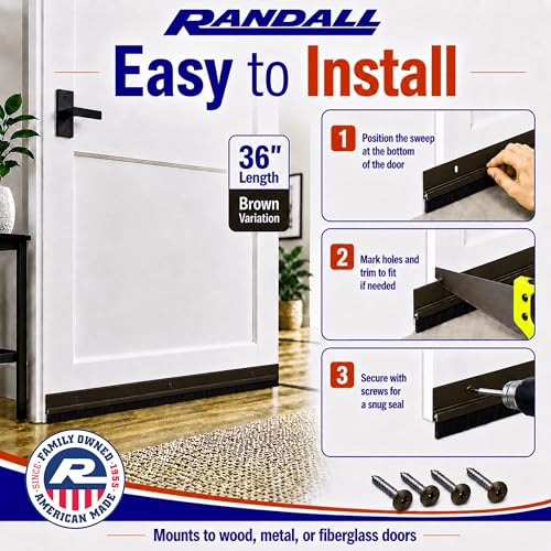 Door Sweeps – Aluminum & Brush | Brush Sweeps for Gaps Up to 1” | Brown Trim with Black Brush | 3 Feet | 3/4" Brush | Fill Gaps & Keep Unwanted Debris Out - view 5