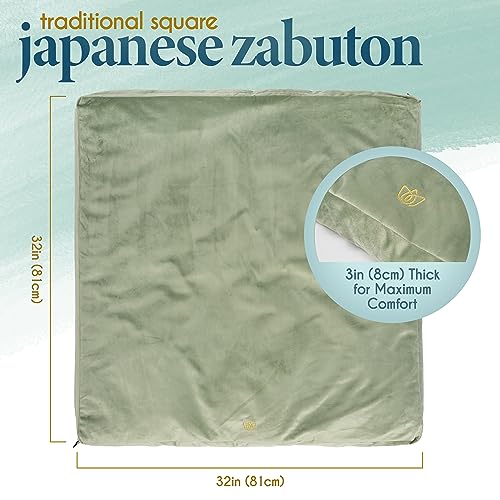 Meditation Cushion & Zabuton Meditation Mat Bundle- Premium Velvet Meditation Pillow for Women and Men,Washable Cover, Buckwheat Round Floor Pillow & 100% Cotton Square Floor Cushion - view 5