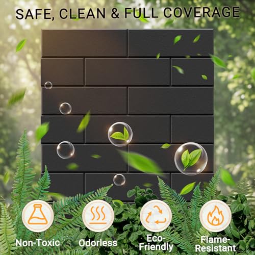 Clulutic15 Pack Acoustic Panels 12" x 12" x 0.4", Self Adhesive Sound Absorbing Panels for Walls, High Density Noise Reduction Foam, Brick Design for Home Studio, Office, Gaming Room - view 5