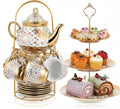 21 Pcs Porcelain Tea Set for Women Tea Party, Stylish Style