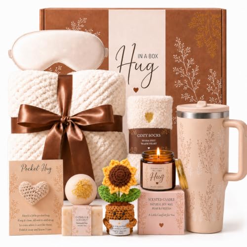 Get Well Soon Gifts for Women, Self Care Package with Blanket & Tumbler