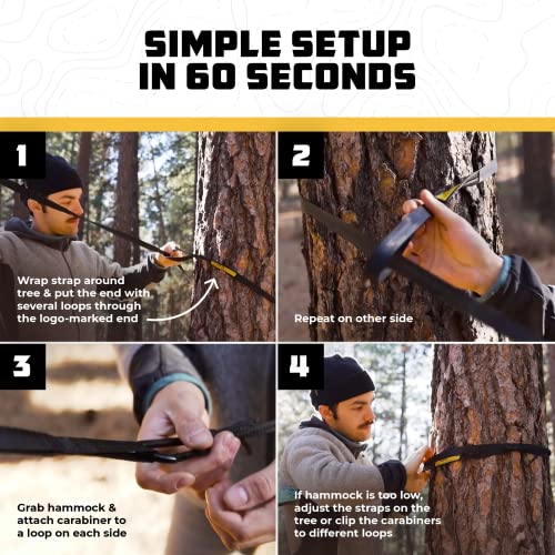 Hammock for Camping Double Hammocks Gear for The Outdoors Backpacking Survival or Travel - Portable Lightweight Parachute Nylon DO Black & Grey - view 5