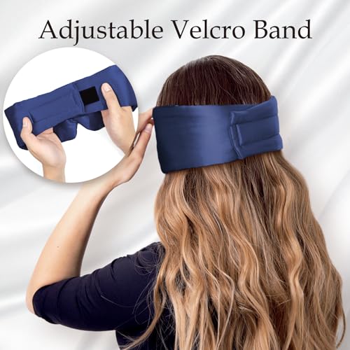 100% Mulberry Silk Sleep Mask Eye Mask for Men and Women, Dark Blue - view 4
