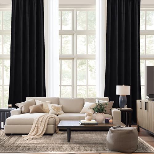 Black 192 inch Long Velvet Curtains for High Living Room - view 3