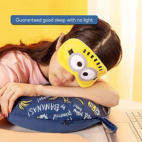 Minions Travel Neck Pillow with Eye Mask, Cute Cartoon 100% Memory Foam Neck Support Pillow, Lightweight Travelling Pillow Set for Airplane, Car and Home Use - view 5