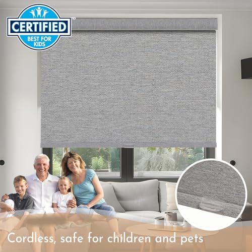 Blackout Roller Shades for Windows,Cordless,Linen Fabric,Roller Blinds for Windows,Thermal Insulated Fabric UV Protection,Window Shades for Home,Office,Bedroom,Door,Blackout-Grey,Custom Now - view 5