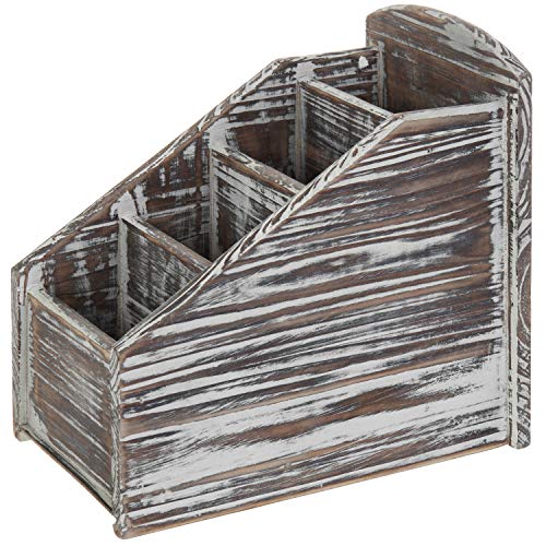 Torched Wood Remote Control Holder, 4-Compartment Tabletop Caddy - view 7
