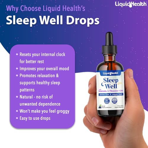 Sleep Well Natural Sleep Aid Melatonin Drops - Better Sleep & Mood, Relax & Calm Mind, Fall Asleep Faster Stay Asleep Longer - Made in USA, Vegan, Sugar Free, Drug Free, Non-GMO (3 Pack) - view 3