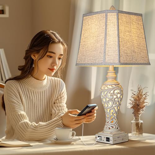 28.5" Table Lamps Set of 2 with Nightlight for Bedroom - view 5