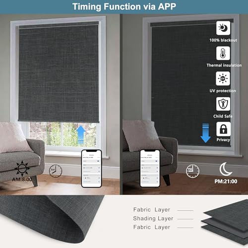 Motorized Blinds with Remote, 100% Blackout, Voice Controlled - view 4