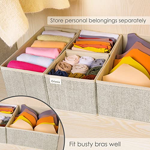 Underwear Drawer Organizer, 6 Set Foldable Underwear Drawer Organizer and Closet Dividers,Storage Box for Clothes, Socks, Underwear (6 Bins, Beige) - view 5