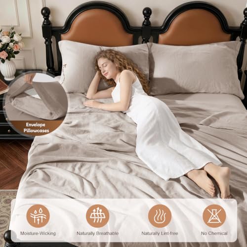 100% French Pure Linen Sheet Set, 19" Deep Pocket King Size 4 Pcs - view 6