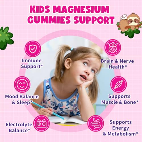 Magnesium Gummies for Kids - Magnesium Glycinate Gummies with Vitamin D3, B6, Potassium & Ashwagandha, Magnesium for Kids & Adults Relaxation, Sleep, Brain & Bone Health -Vegan Strawberry 60ct - view 3