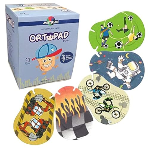 Boys Adhesive Eye Patches, 50/bx, Racing Flames Pk, Reg Size 4+ yr