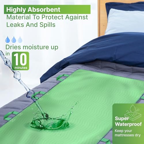 Absorbent Positioning Bed Pads with 8 Handles 34"x52"- 1Pack - view 5