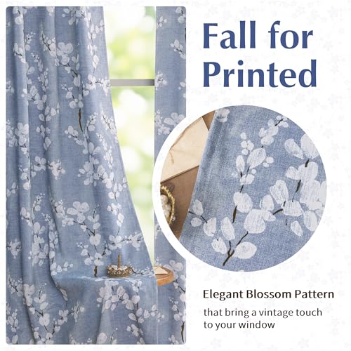 Blue Blackout Floral Curtains, Bedroom, 100X84 Inches, 1 Panel - view 3