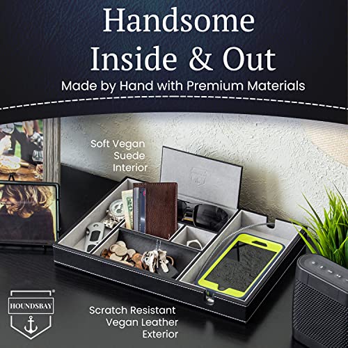 Victory Valet Tray for Men, Camo Gifts for Men, Handmade PU Leather EDC Tray, Scratch Resistant, Nightstand Organizer - Black Woodland Camo - view 4