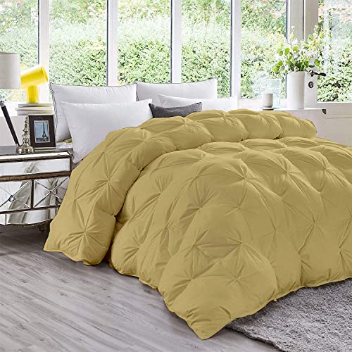 Toupe Down Alternative Pinch Pleated Comforter- Large Oversized King Plus 136 x 120 Inches 1 Piece All-Season Duvet Insert, 500 GSM with Corner Tabs 100% Egyptian Cotton- (Toupe Solid)