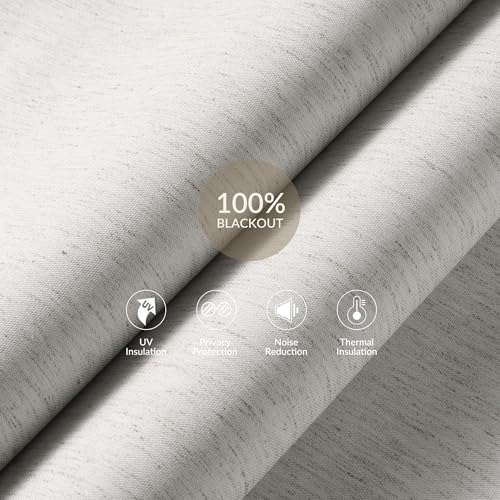 Blackout Roller Shades for Windows - Cordless Linen Fabric Roller Blinds, Thermal Insulated, UV Protection, Custom Window Shades for Home, Office, Bedroom, Cream, 34" W x 64" H - view 3