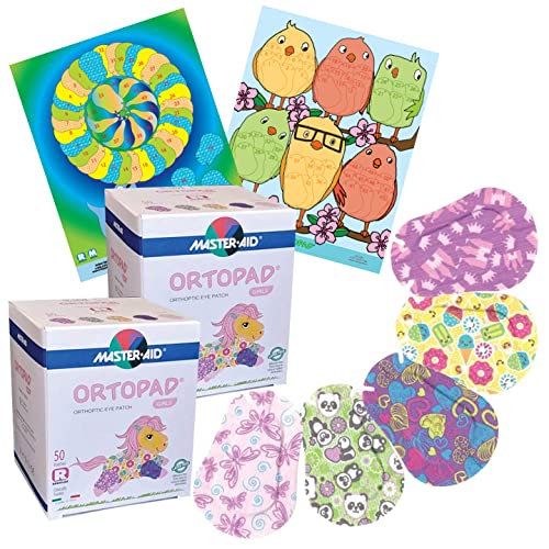 Girls Adhesive Eye Patches, 100 Patches + 2 Poster, Reg Size 4+ yr