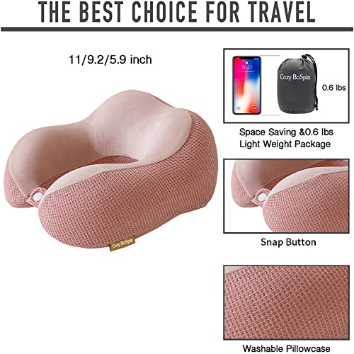 Travel Pillow - Neck Pillow for Traveling, Memory Foam Portable Support Pillow,Comfortable and Lightweight Quick Pack for Camping,Sleeping Rest Cushio (Pink) - view 4