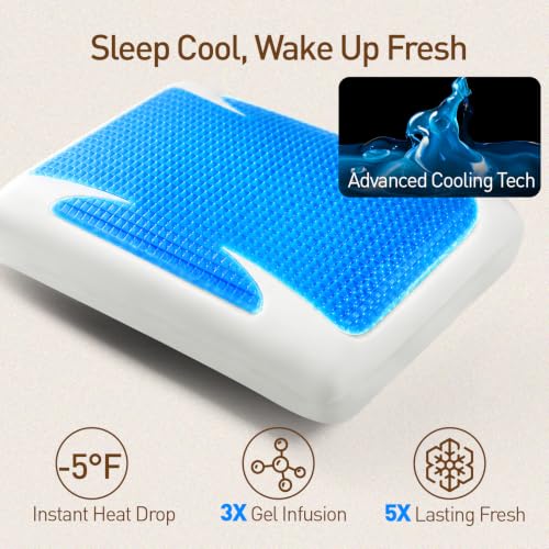Cooling Gel Memory Foam Pillow for Hot Sleepers, Medium Loft Standard Size - view 3