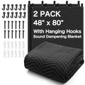 48"x 80"Sound Dampening Blanket with Grommets,2 PCS Heavy Duty Sound Absorbing Blanket for Recording Studio,Noise Reduction Soundproof Blanket,Light Blocking Acoustic Moving Blanket,Podcast,Theater