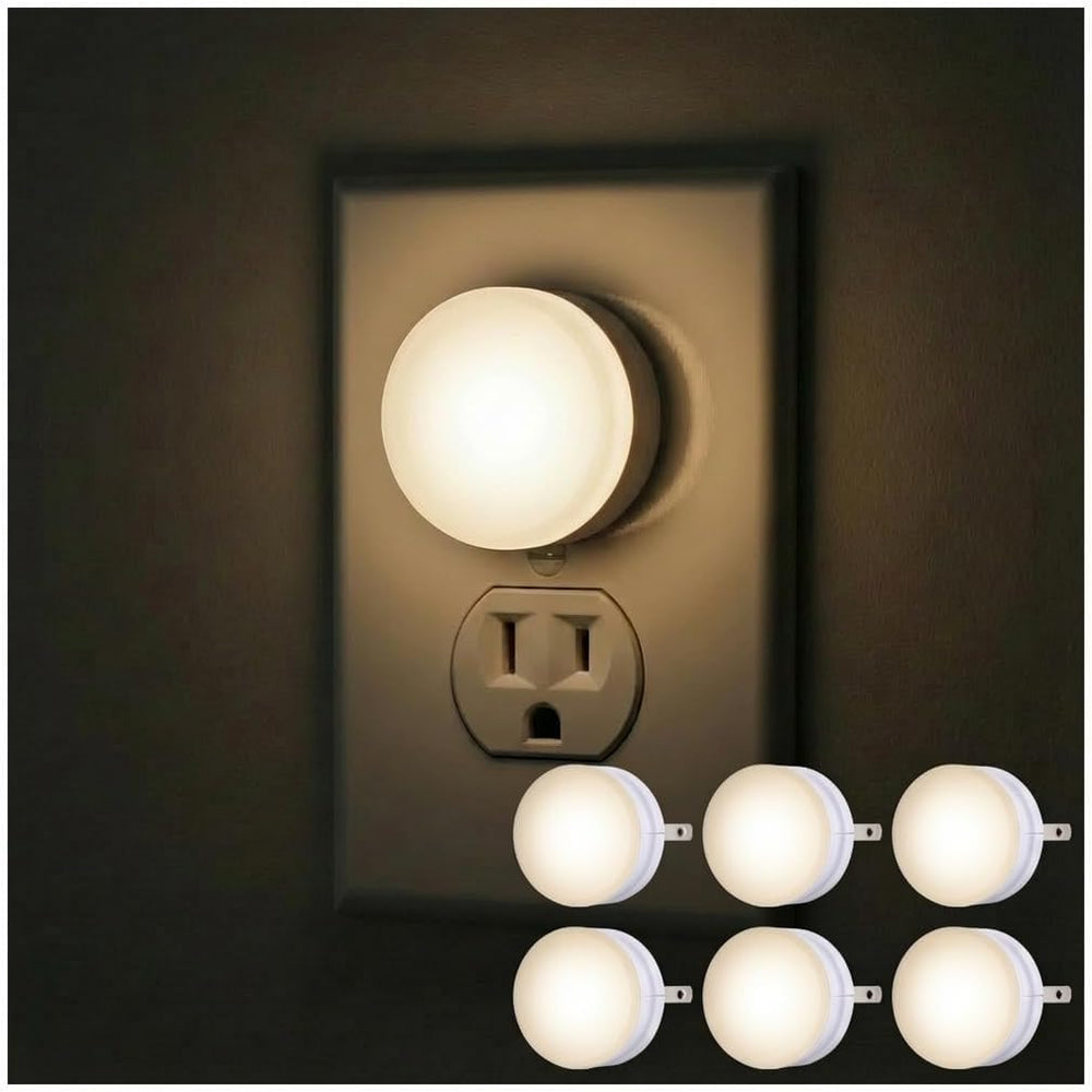 Mini LED Night Light, Plug-In, Dusk to Dawn Sensor, Warm White, Compact, UL-Certified, Ideal for Bedroom, Bathroom, Nursery, Hallway, Kitchen, 45176, 1 Pack, 6 Count | Warm White 3000K Light, Night Lights Plug Into Wall for Bedroom, Bathroom, and Nursery,