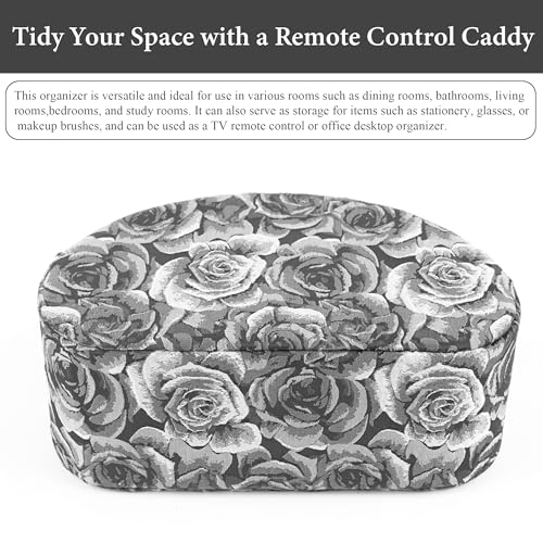 Remote Control Holder, PU Leather Remote Caddy Desktop Organizer with 5 Spacious Compartments for TV Remotes/Media Controllers/Office Supplies (1-3D Black Grey - view 4