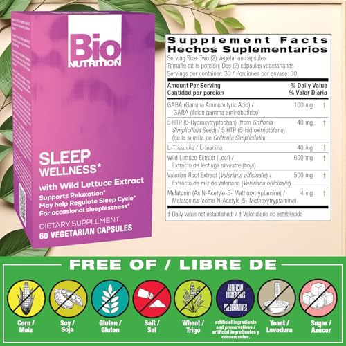 Sleep Wellness with Wild Lettuce Extract, 60 Vegetarian Capsules - view 2