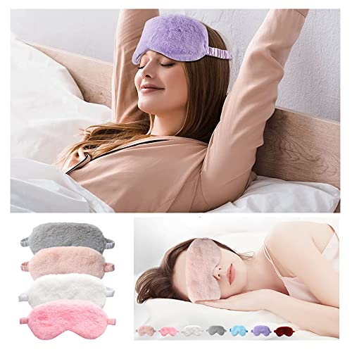 4 Pcs Plush Sleep Masks, Ultra Cute Soft Eye Cover, Blindfold Travel Masks for Kids Men Women(Random Color) - view 6