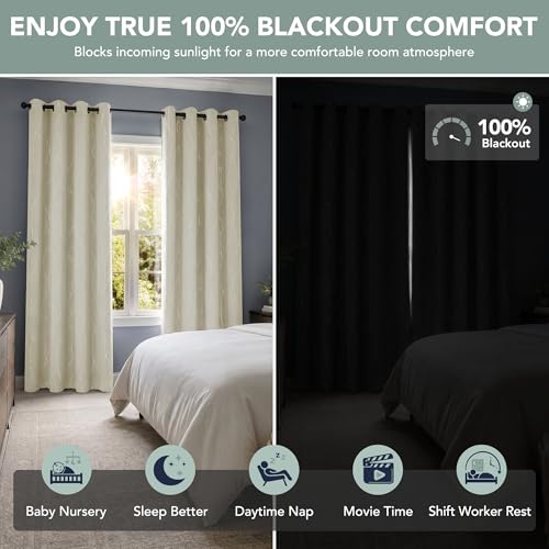 100% Blackout Print Curtains for Living Room 84 Inch Long 2 Panels - view 2
