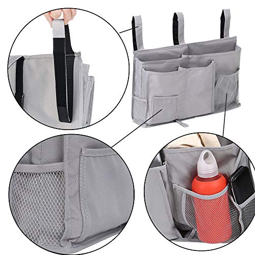 Bunk Bed Organizer - Bedside Storage Caddy with Pocket, Hanging Organizer for Camp, Dorm, Room, Hospital Bed Rail and More (Grey) - view 5