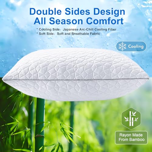 Cooling Shredded Memory Foam Pillows Queen Size Set of 4, 20" x 30", White - view 2