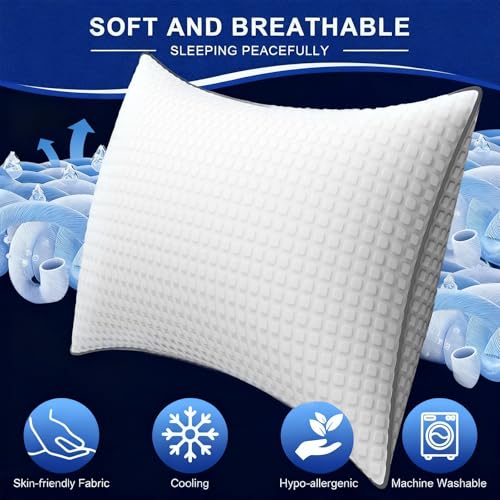 Bed Pillows for Sleeping Queen Size Set of 4,Hotel Collection Cooling Breathable Pillows for Side and Back Sleepers Down Alternative Filling Luxury Soft - view 7