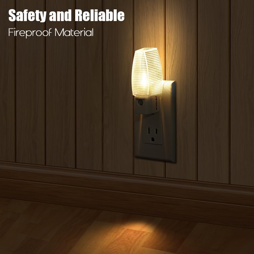 Plug-in night light, dusk to dawn sensor, warm white, 4 pack | Warm white sensor night light, ideal for nursery, bedroom, bathroom, hallway, stairs & kitchen - view 3