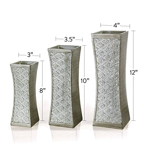 Dublin Silver Vases Set of 3 - Centerpieces for Dining Room Table, Decorative Vases Home Decor Accents for Living Room, Bedroom, Kitchen, Coffee Table Decor - Packaged in Gift Box - view 5