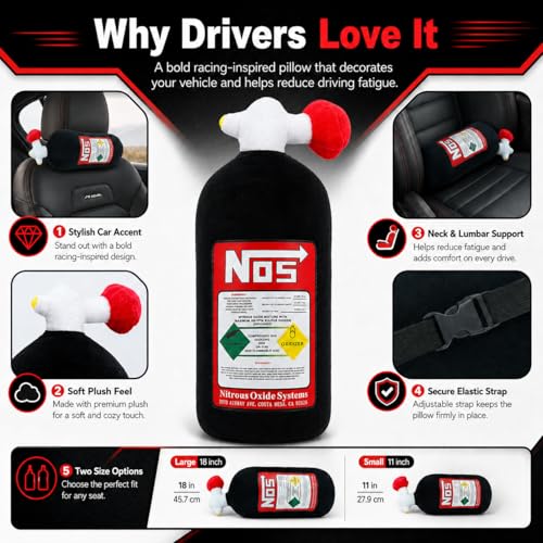 Car Neck Pillow NOS Pillow Bottle Car Headrest Pillow Soft Plush Neck Support Cushion for Driving, Office,Home,Party Decorations(Black 11 inch 2 Pack) - view 4