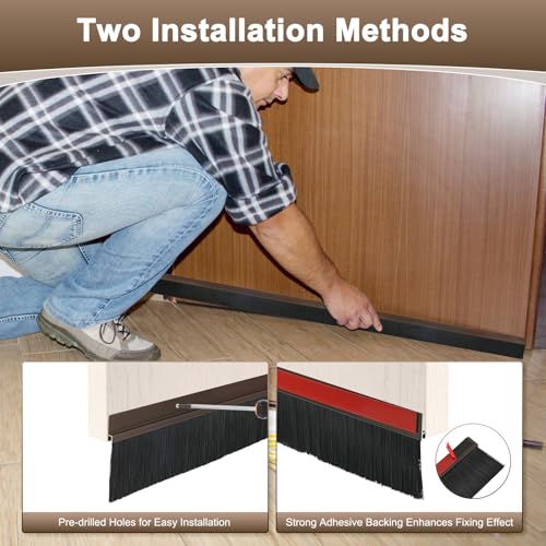 2Pack Door Sweep - 39" Door Bottom Brush with 30mm Brush Brown - view 4