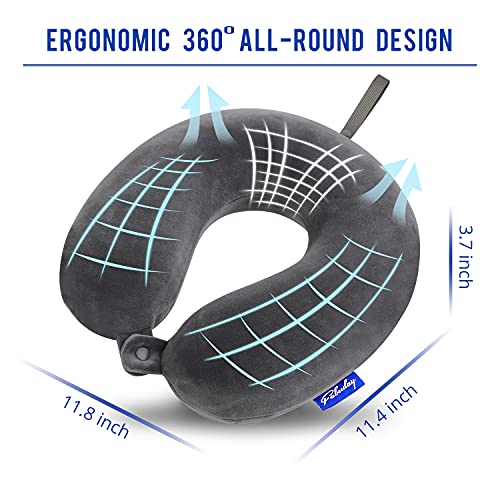 Travel Pillow Memory Foam for Airplanes - Neck Pillow for Traveling, Car, Home, Flight Pillow for Sleeping with Attachable Snap Strap Soft Washable Cover, Provide Head Neck Support Rest, Dark Gray - view 5