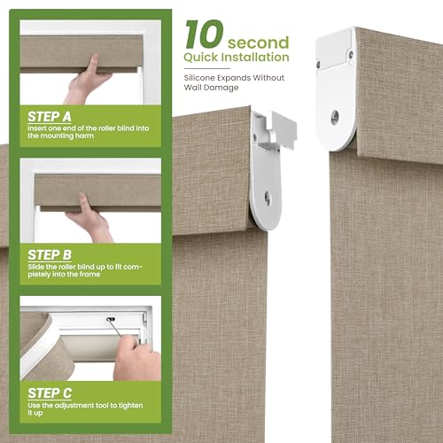 No Drill No Tools Blackout Cordless Roller Shades - view 2