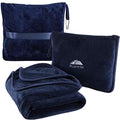 Premium Soft Travel Blanket Pillow Airplane Compact - Navy Blue