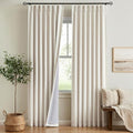 Pleated 100% Blackout Linen Curtains for Bedroom Living Room, Memory Trained Thermal Insulated Room Darkening Window Pleat Drapes with Hooks, 2 Panels (Natural, 40" W x 102" L (Pack of 2))