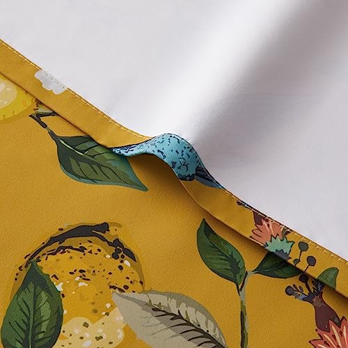 Bright Yellow Kitchen Valances 24 Inches Long Vintage Botanical Garden Hummingbird Thermal Insulated Faux Silk Grommet Blackout Small Window Curtains for Track Laundry Kitchen Camper 2 Panels - view 5