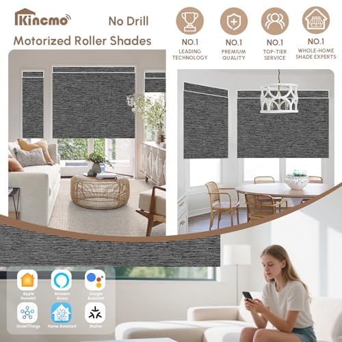 No Drill Motorized Blinds with Remote, 100% Blackout Roller Shades - view 2