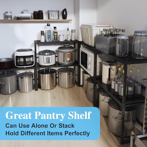 Expandable Metal Storage Shelves, 110LBS Heavy Duty Shelving Units and Storage for Pots Pans Small Appliances, Adjustable Metal Storage Shelf Organizer Rack for Kitchen Cabinets Closet Pantry Garage - view 6