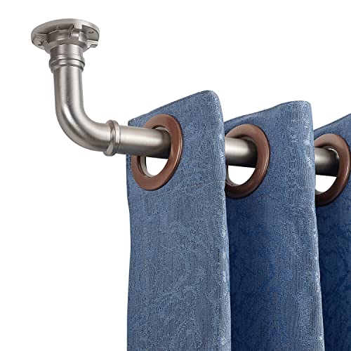 Curtain Rod for Windows, Wrap Around Industrial Blackout Design, Adjustable 1 Inch, Room Divider Window Curtain Rod for Indoor/Outdoor (Stain Nickel, 48-84") - view 4