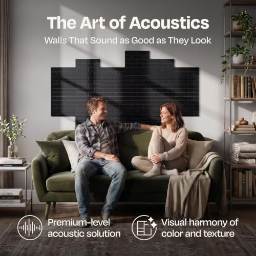 Acoustic Wall Panels 18-Pack, 12"x12"x0.4" Decorative Self-Adhesive Sound Proofing | High Density 3D Brick Soundproof Absorbing Tiles for Walls, Home, Office & Studio - Deep Black - view 2