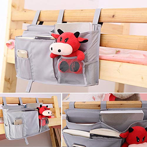 Bunk Bed Organizer - Bedside Storage Caddy with Pocket, Hanging Organizer for Camp, Dorm, Room, Hospital Bed Rail and More (Grey) - view 4