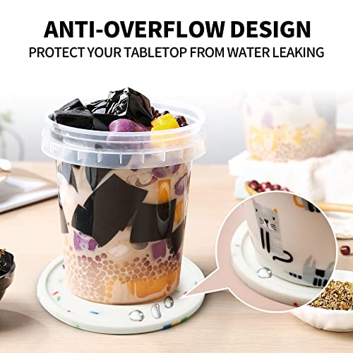 Silicone Coaster with Holder, Cute Drink Coasters for Nightstand, Soft Cup Coasters for Drinks, Desk Coasters in Office, Patio, Rubber Coaster Set, 6 pcs, Sprinkle Coasters，White, Not Glow. - view 4